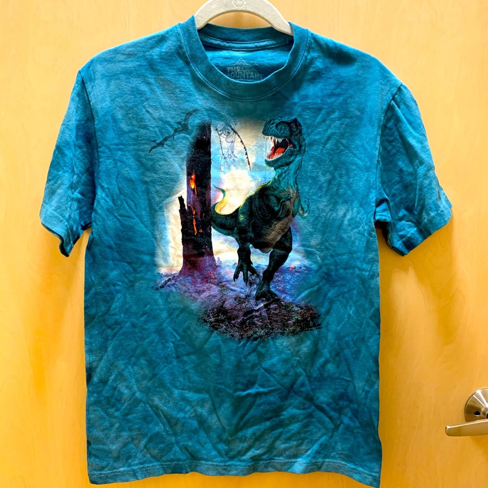 Dinosaur print blue tie dye